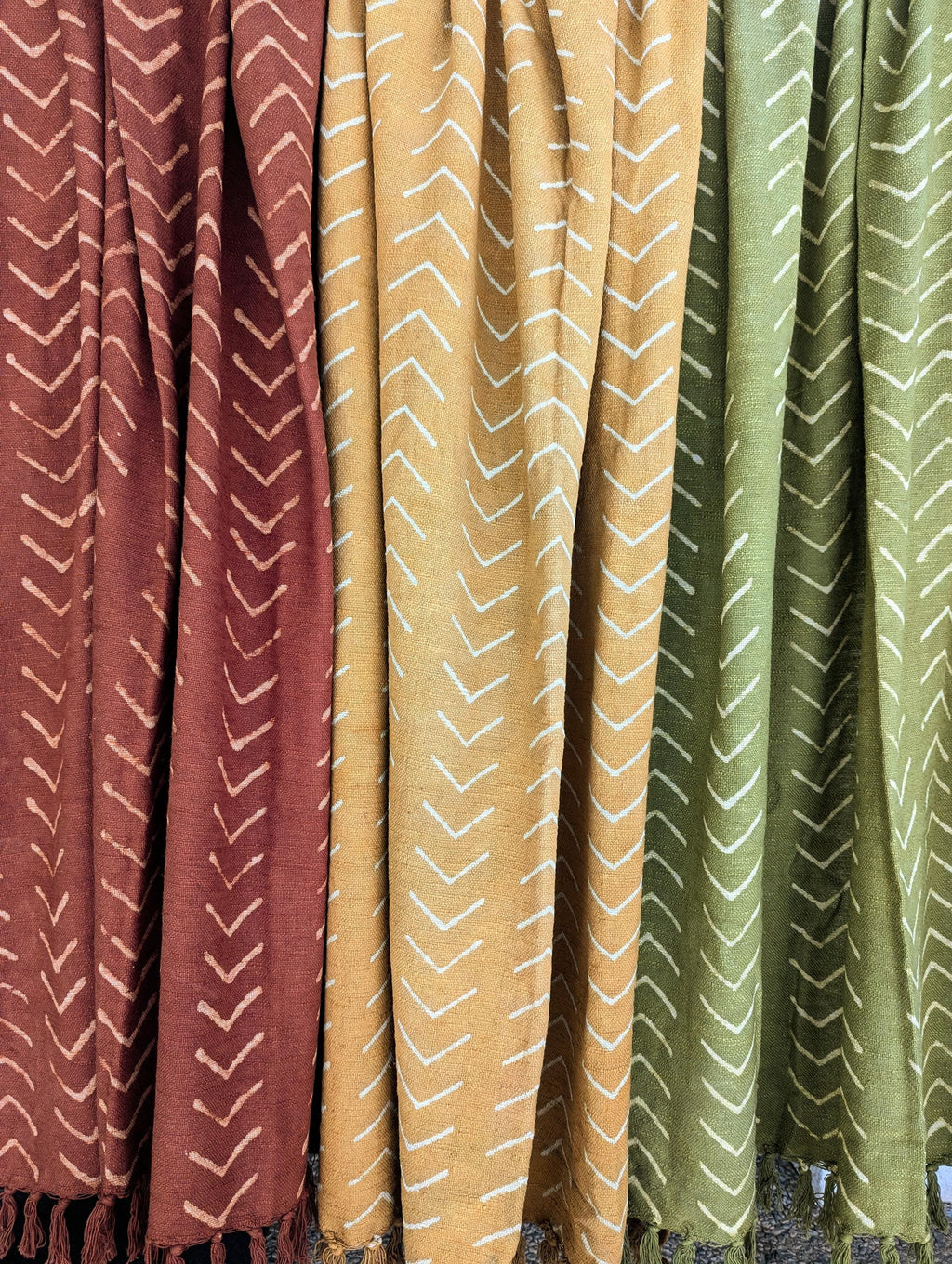 Boho Style Block Print Chevron Throw