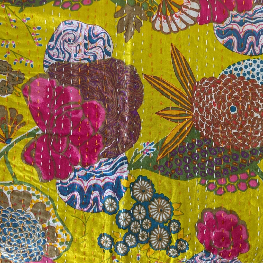 Kantha Stitch Throw Pillow or Cushion Covers: 16 x 16 inches