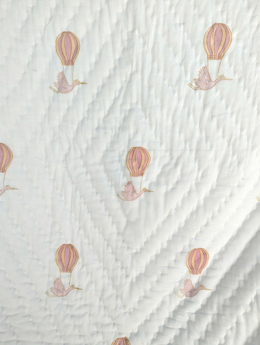 Flying Crane Handcrafted Block Print Baby or Kids Soft Cotton Reversible Blanket (42x60 inches)