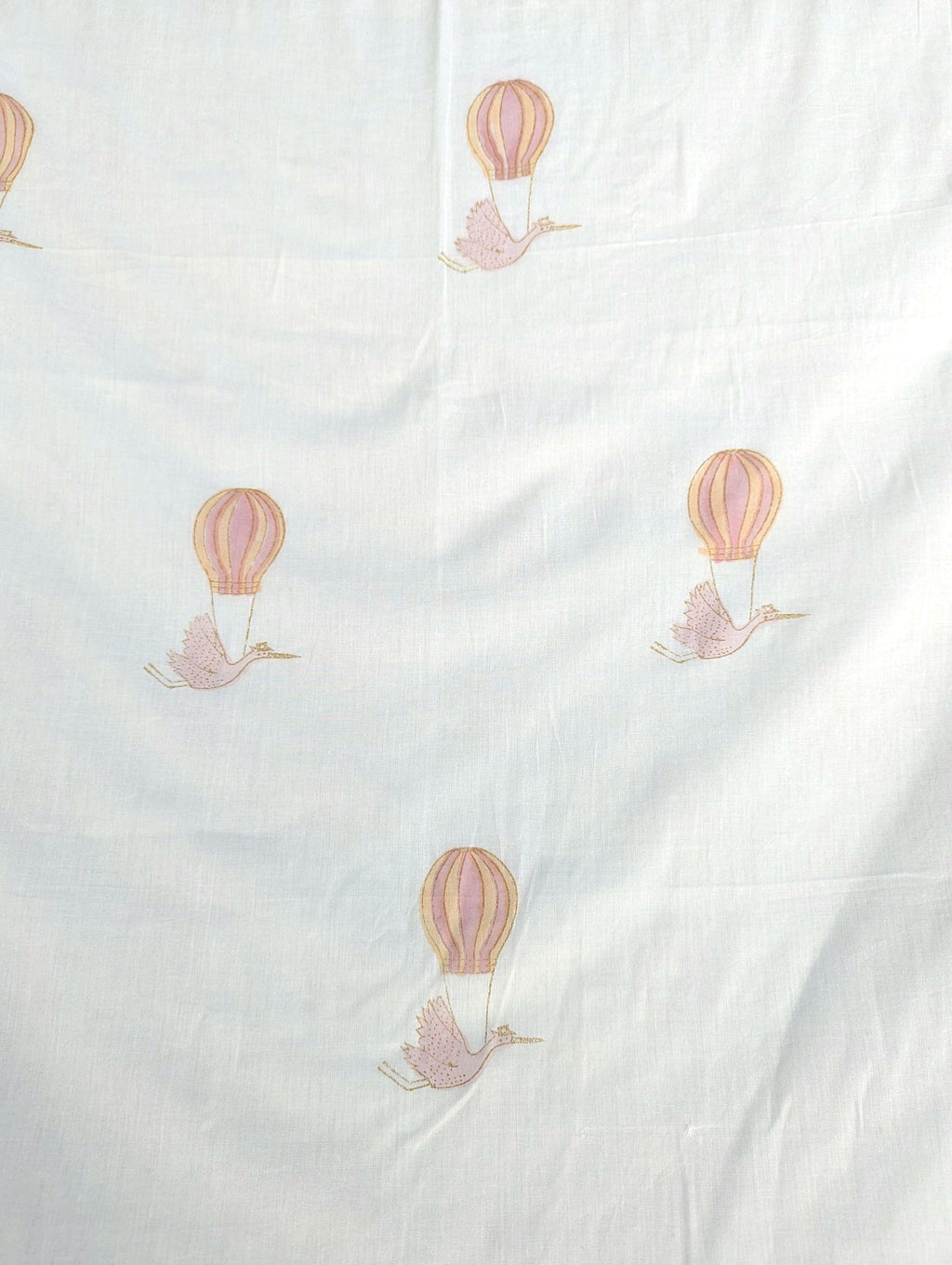 Flying Crane Handcrafted Block Print Baby or Kids Soft Cotton Lightweight Summer or Fall Blanket (42x60 inches)