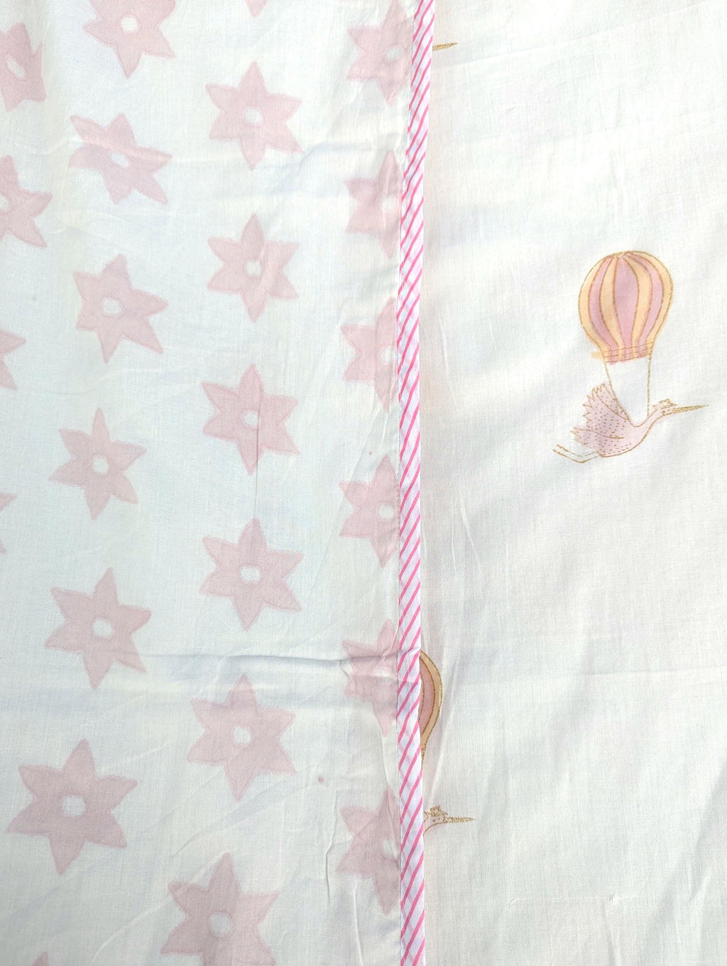 Flying Crane Handcrafted Block Print Baby or Kids Soft Cotton Lightweight Summer or Fall Blanket (42x60 inches)