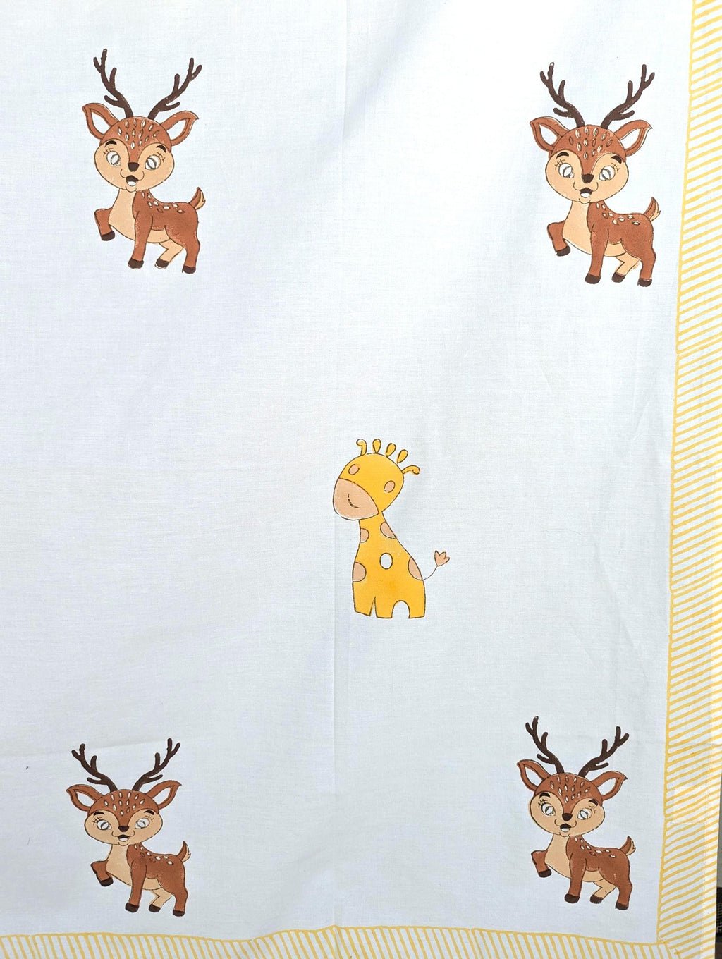 Playful Animals Block Print Percale Cotton Baby Flat Sheet (40x60 inches)