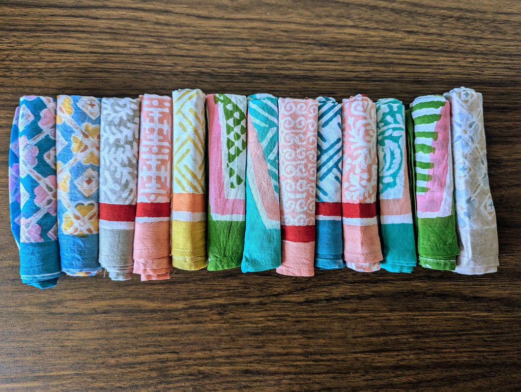Block Print Colorful Extremely Soft Cotton Bandana or Handkerchiefs 20x20 inches