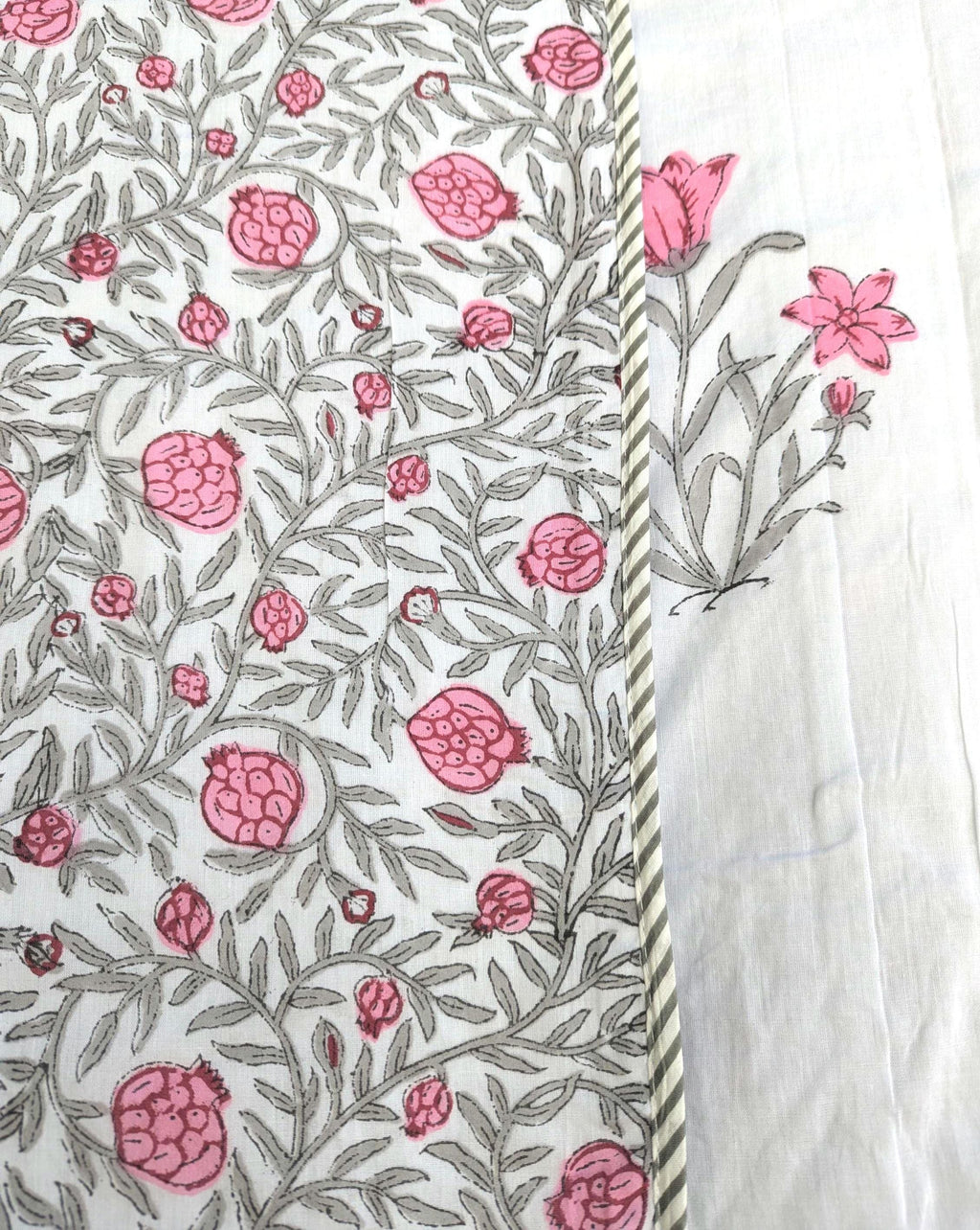 Extremely Soft Handcrafted Floral Block Print Cotton Double Size Reversible Quilt or Blanket (86x108 inches)