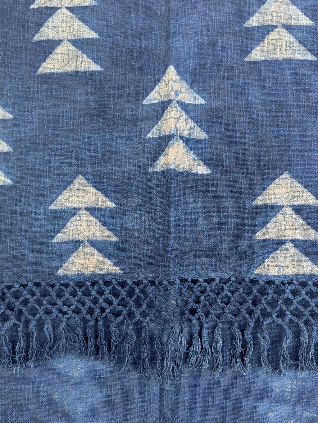 Boho style Indigo Geometric Stacked Triangles Block Print Throw