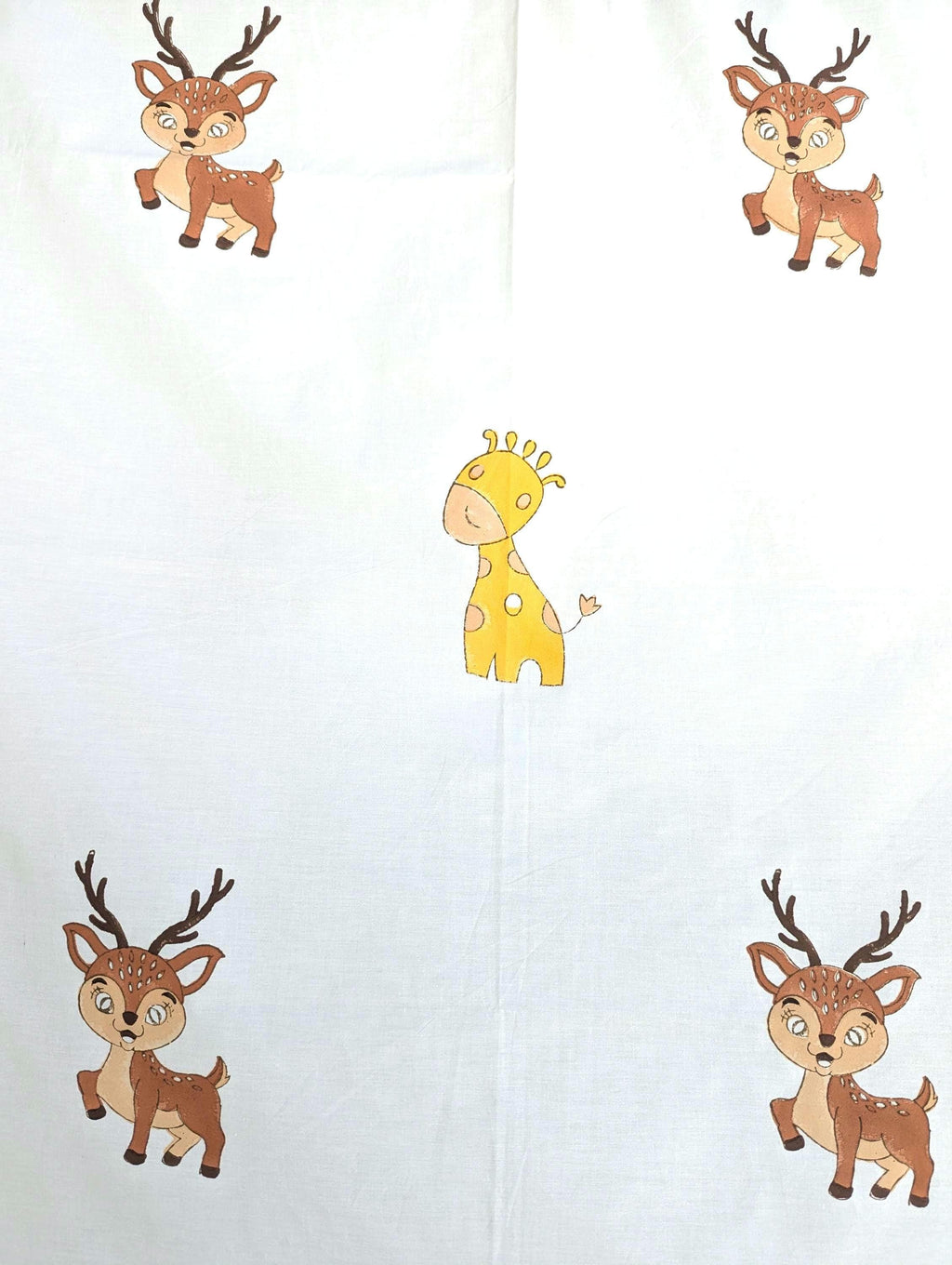 Playful Animals Block Print Percale Cotton Baby Flat Sheet (40x60 inches)