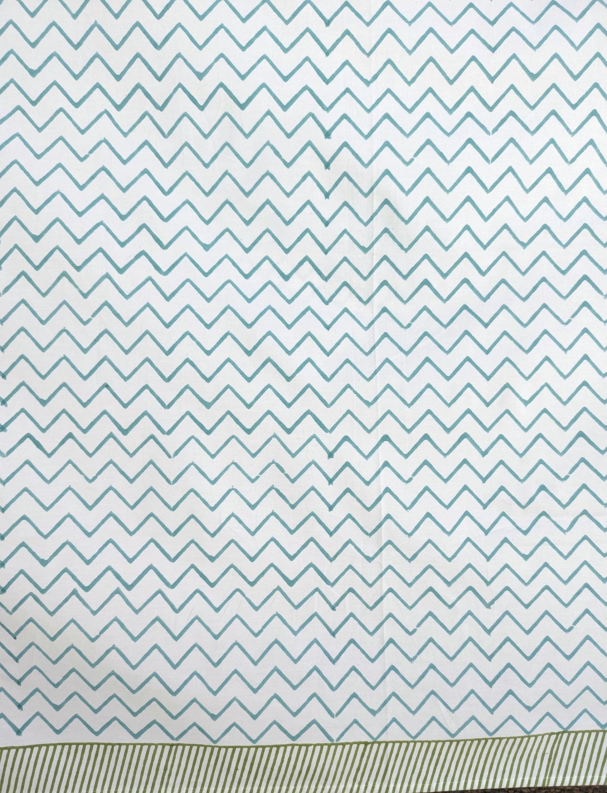 Zigzag Birdie Hand Block Printed Percale Cotton Kids Flat Sheet (60x90 inches)