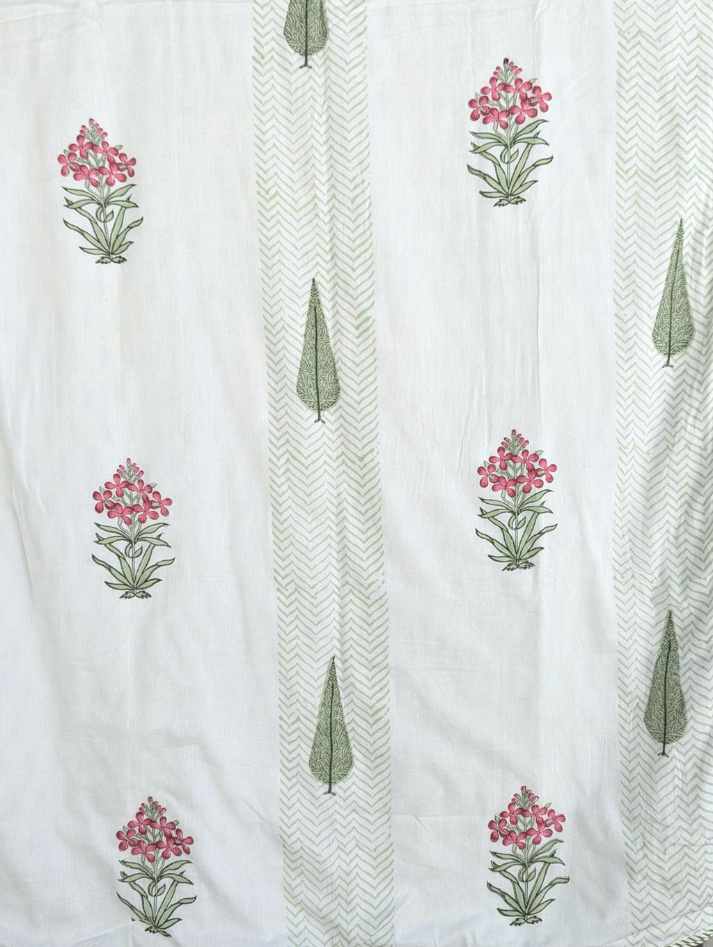Extremely Soft Handcrafted Floral Block Print Cotton Double Size Reversible Quilt or Blanket (86x108 inches)