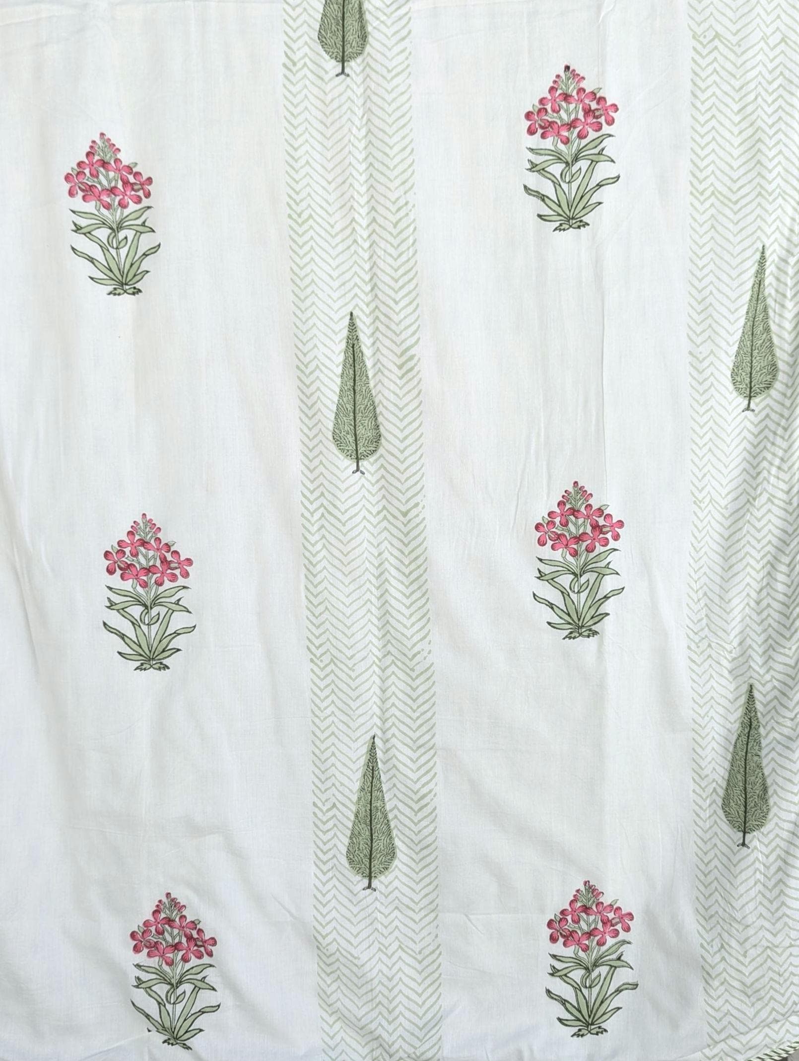 Extremely Soft Handcrafted Floral Block Print Cotton Double Size Reversible Quilt or Blanket (86x108 inches)