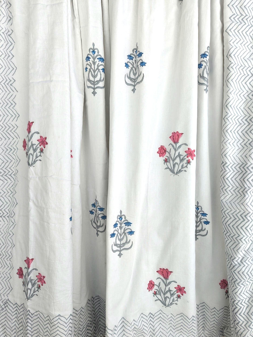 Extremely Soft Handcrafted Floral Block Print Cotton Double Size Reversible Quilt or Blanket (86x108 inches)