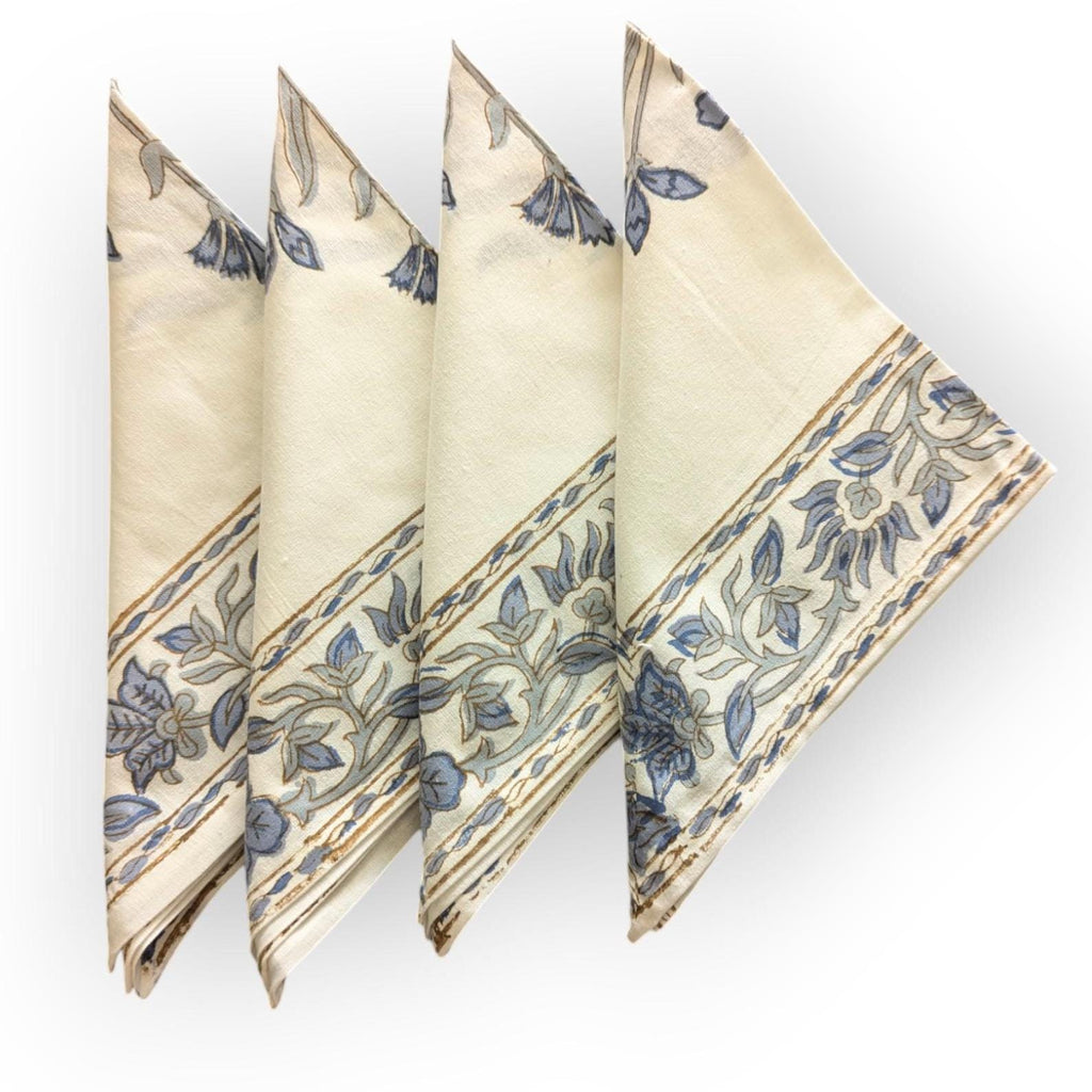 Hand Block Printed Floral Cotton Table Napkins (15x15 inches)