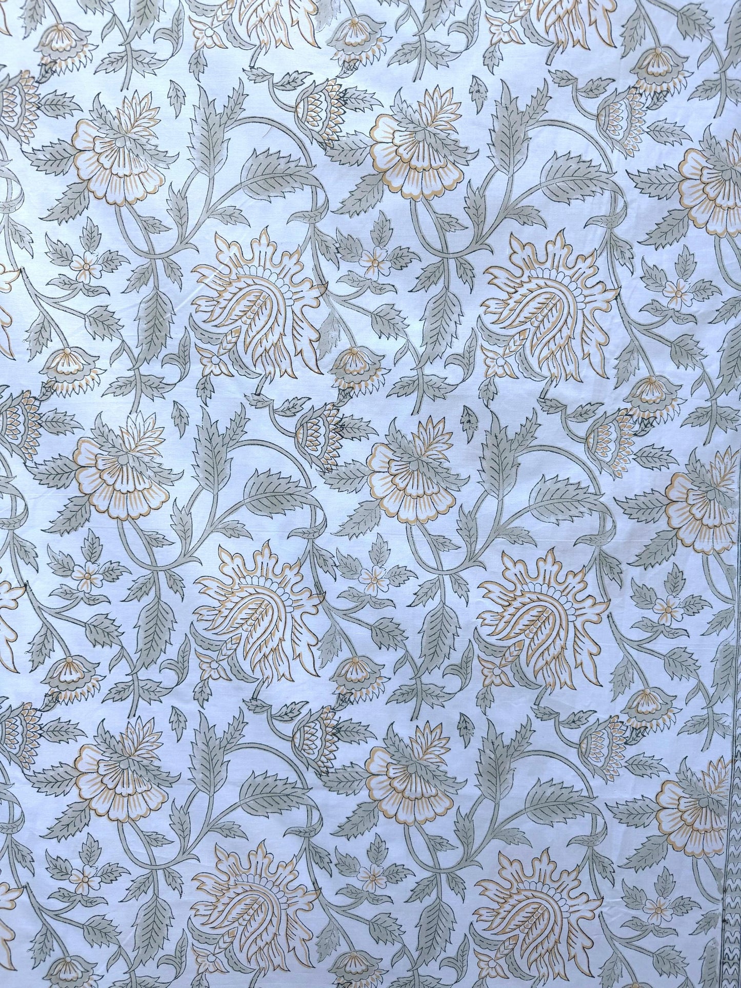 Hand Block Printed Peach Floral Percale Cotton Flat or Fitted Sheet (King and Queen sizes available)