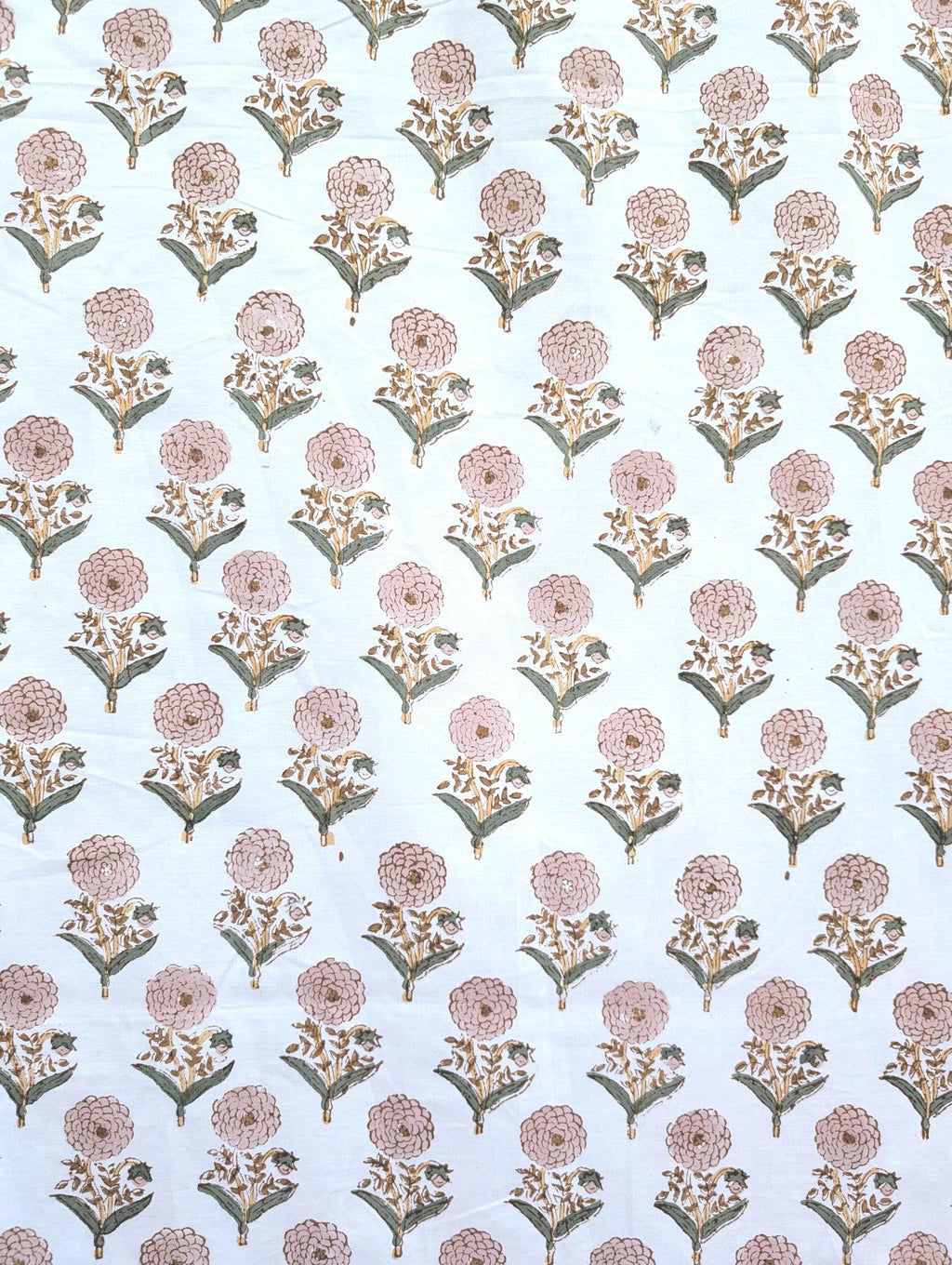 Hand Block Printed Peach Dahlia Lightweight Fitted Sheet Queen and King Sizes available