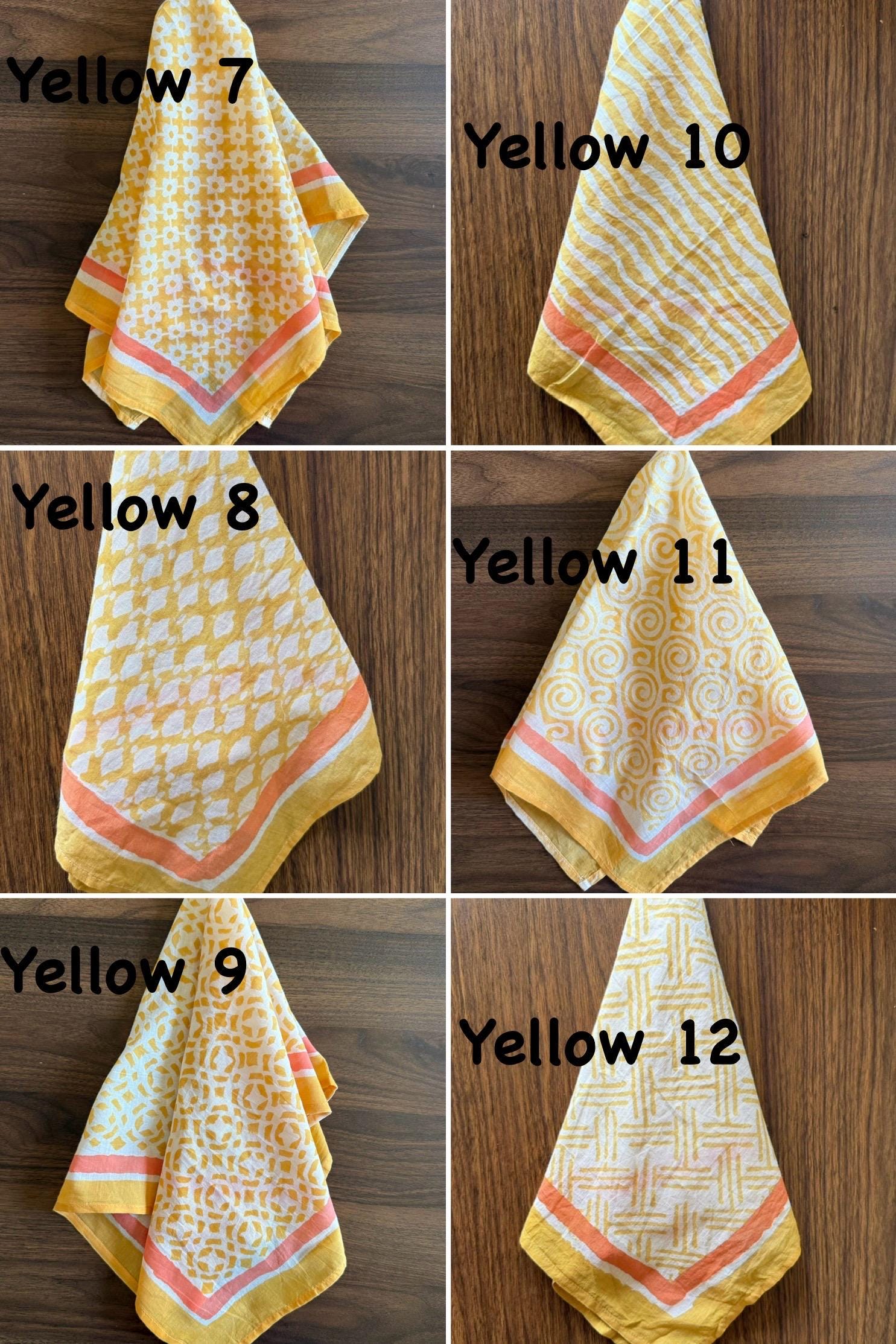 Block Print Colorful Extremely Soft Cotton Bandana or Handkerchiefs 20x20 inches