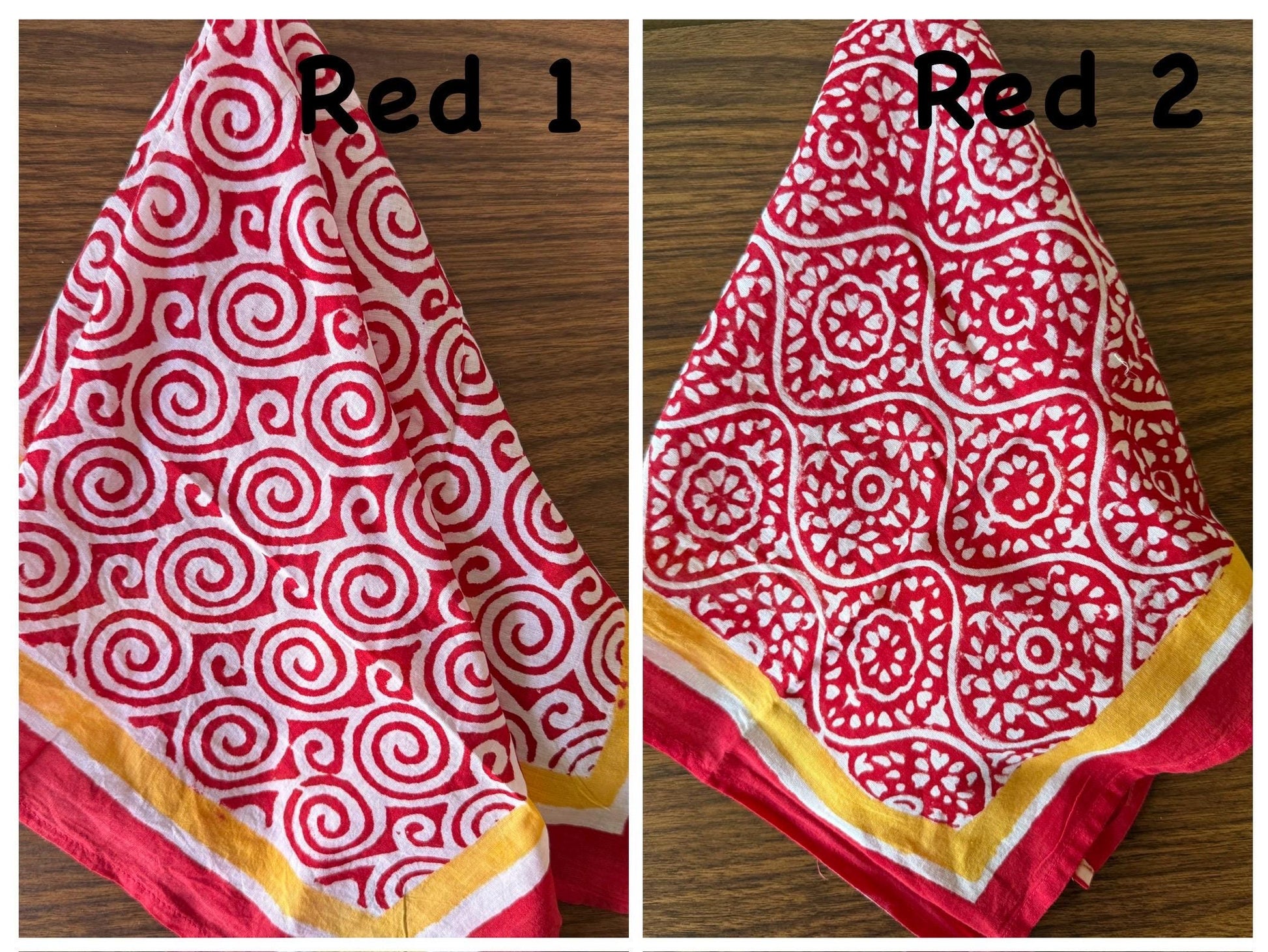 Block Print Colorful Extremely Soft Cotton Bandana or Handkerchiefs 20x20 inches