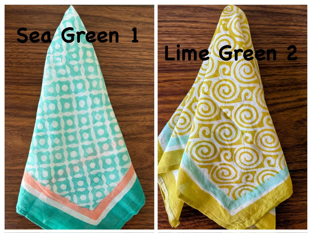 Block Print Colorful Extremely Soft Cotton Bandana or Handkerchiefs 20x20 inches