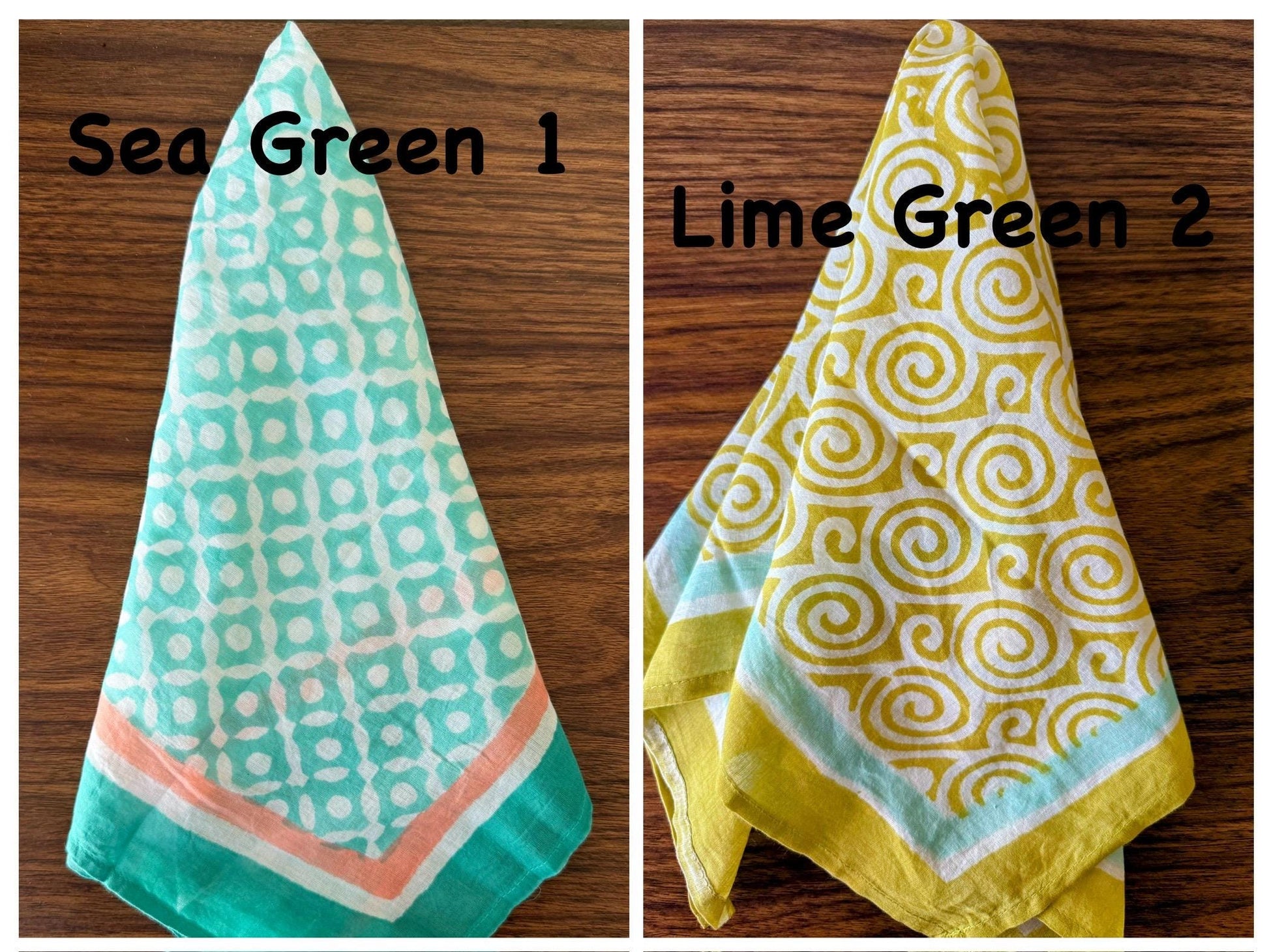 Block Print Colorful Extremely Soft Cotton Bandana or Handkerchiefs 20x20 inches