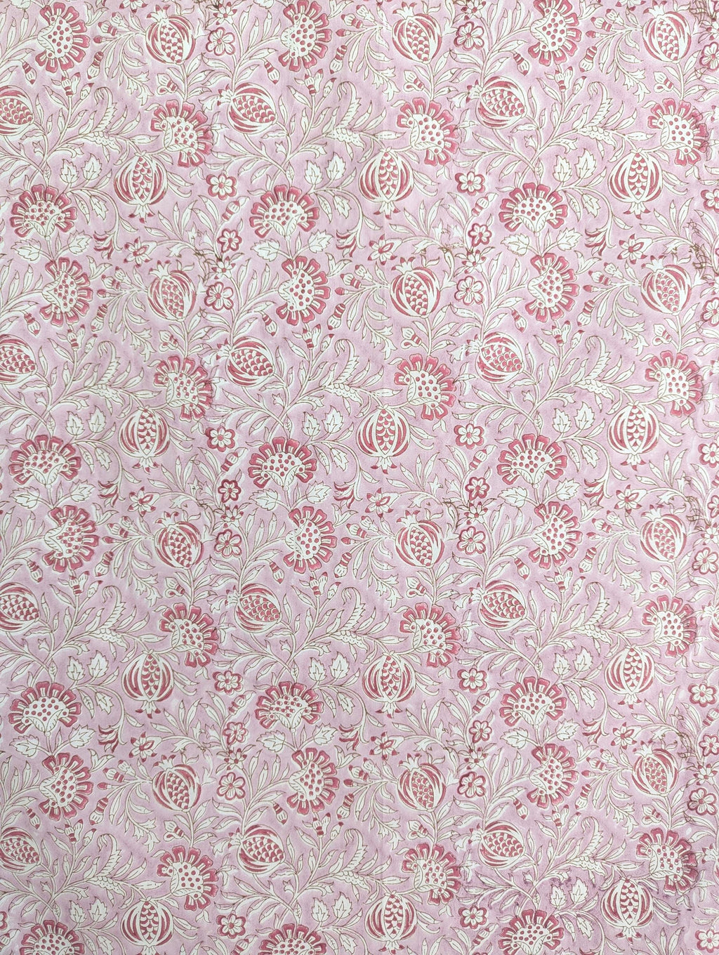 Flat or Fitted Hand Block Printed Pink Floral Lightweight Sheet (King and Queen sizes available)