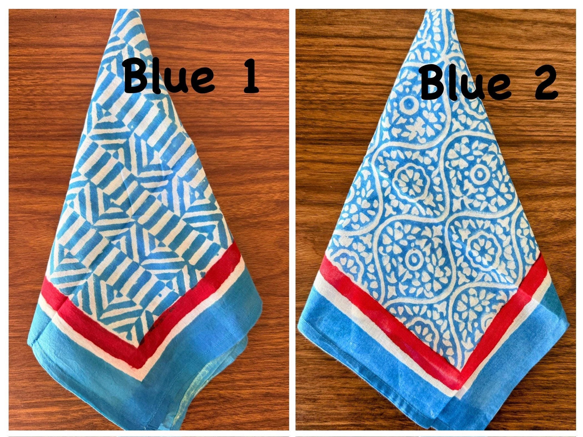 Block Print Colorful Extremely Soft Cotton Bandana or Handkerchiefs 20x20 inches