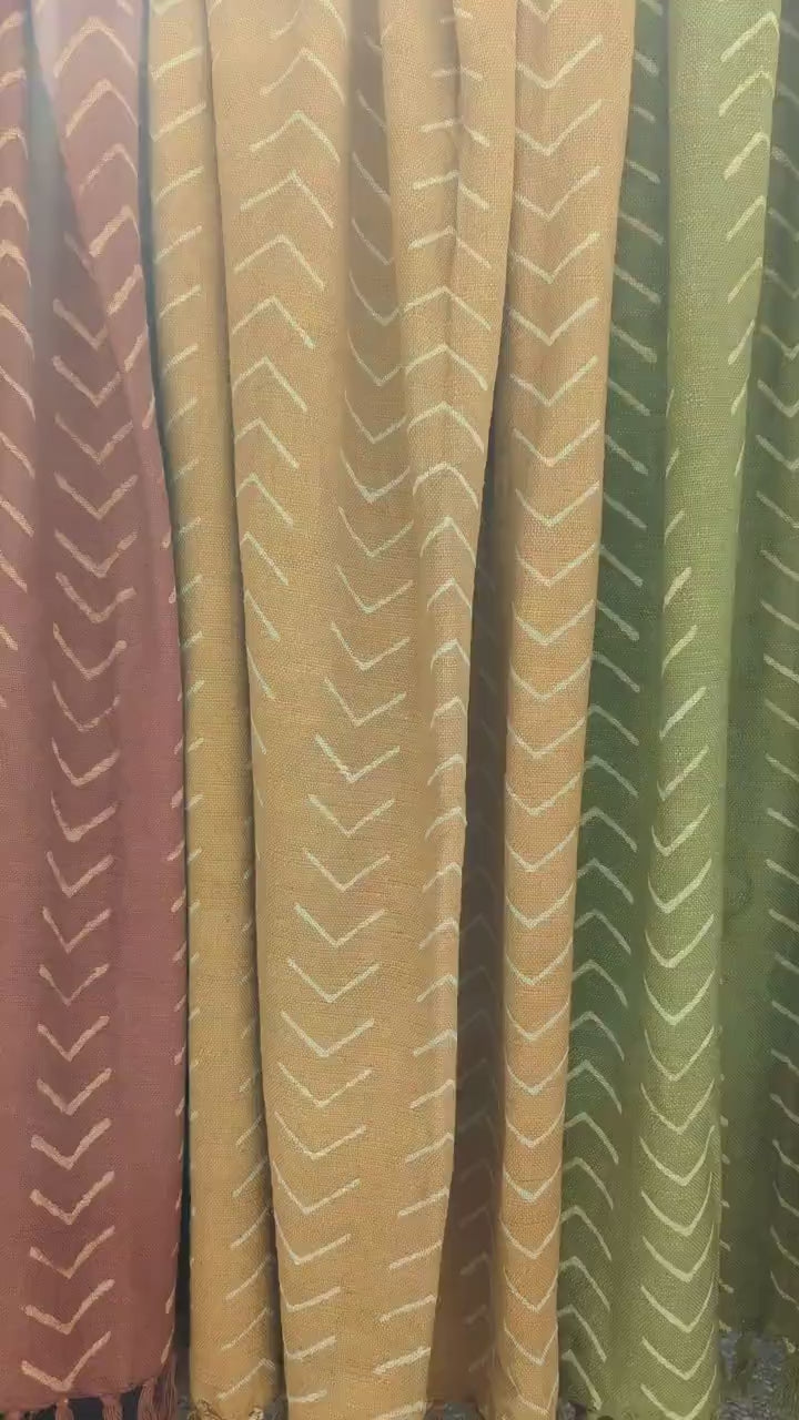 Boho Style Block Print Chevron Throw