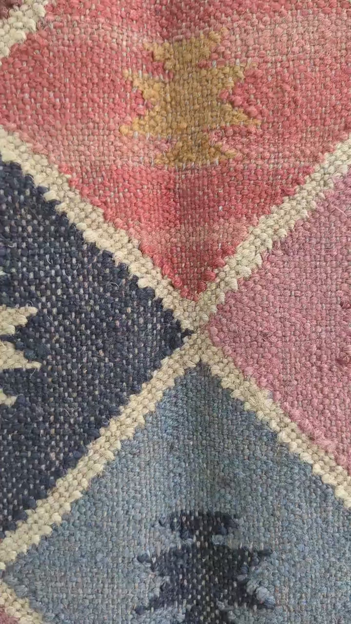 Rustic Handwoven Geometric Mosiac Pattern Accent or Area Rug or Carpet